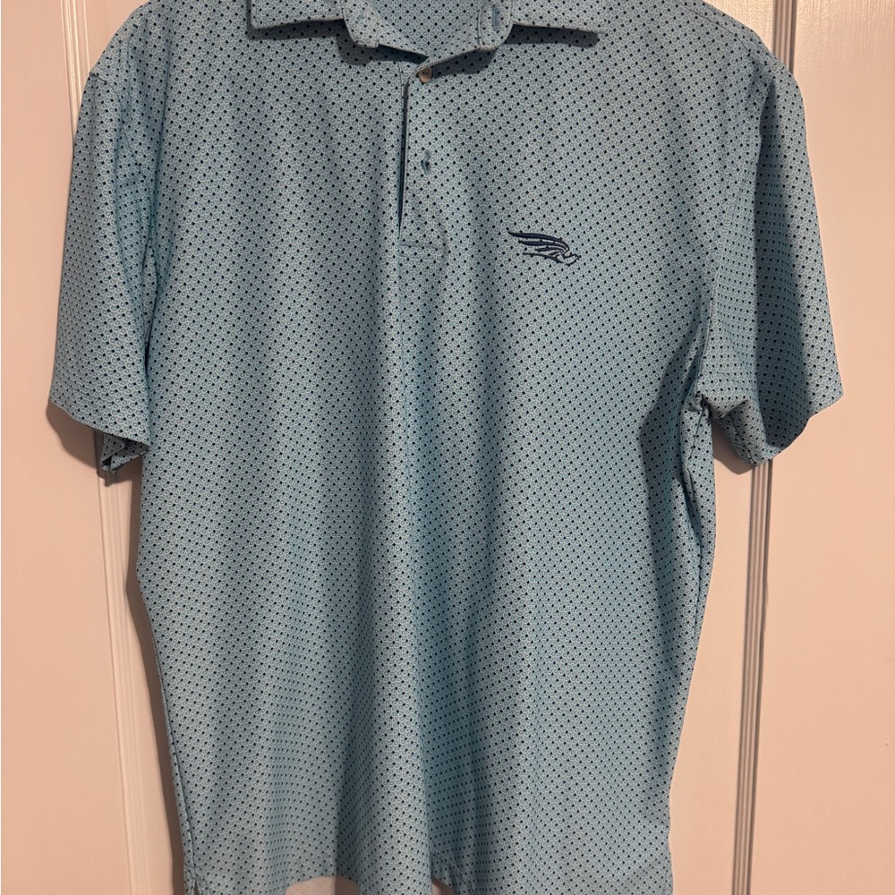 Peter Millar Light Blue Patterned Polo Shirt